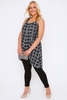Black & White Open Check Print Chiffon Overlay Tunic Dress