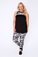 Black Camo Jersey Sleeveless Top With Keyhole Back