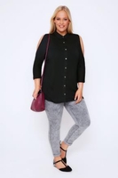 Black Cold Shoulder Jersey Shirt