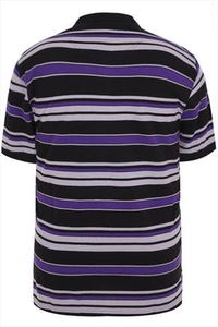 Black,  Grey & Purple Stripe Short Sleeve Polo Shirt