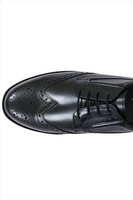 Black LEATHER Lace-Up Brogues In Wide Fit
