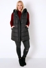 Black Longline Padded Gilet With Faux Fur Trim Hood