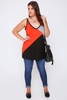 Black,  Orange & Grey Colour Block Jersey Cami Top