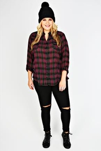 Black,  Pink & Gold Checked Double Pocket Shirt