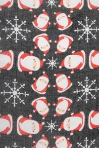 Black,  Red & White Santa Print Christmas Scarf