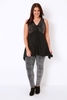 Black Sleeveless Trapeze Top With Sequin Bodice