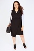 Black Sleeveless Wrap Front Dress With Collar