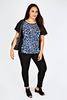 Black,  White & Blue Printed Contrast Panel Top