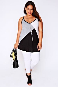 Black,  White & Grey Colour Block Jersey Cami Top