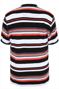 Black,  White & Orange Striped Short Sleeve Polo Shirt
