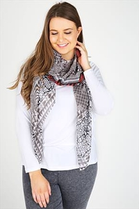 Black,  White & Red Printed Scarf