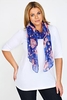 Blue And Coral Flower Print Scarf