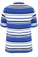 Blue,  Black & White Stiped Short Sleeve Polo Shirt
