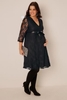 BUMP IT UP MATERNITY Black Lace Wrap Dress With Ribbon Tie