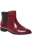 Burgundy Patent Chelsea Boots With Elasticated Panel In EEE Fit