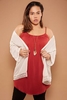 Cream Crinkle Kimono With Lace Trim Detail