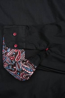 D555 Black Long Sleeved Shirt With Red Buttons - REG