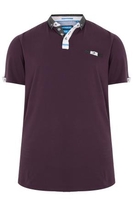 D555 Burgundy Polo Shirt With Woven Collar - TALL