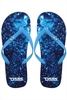 D555 Navy Water Print Flip Flops