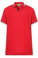 D555 Red Polo Shirt With Black & White Trim - REG