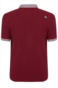 D555 Red Short Sleeve Polo Shirt With Contrast Collar