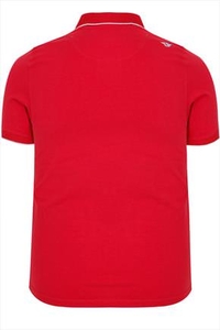 D555 Red Short Sleeve Polo Stretch Shirt With Pocket Detail