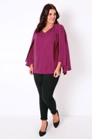 Fuchsia Pink Woven Sleeveless Top With V-Neck & Cape Detail