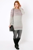 Grey & Multi Fairisle Longline Knit Jumper With Sparkle Detail