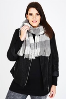 Grey and White Check Blanket Scarf