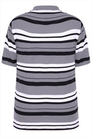 Grey,  Black & White Stiped Short Sleeve Polo Shirt