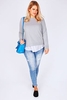 Grey Cotton Mix Sweat Top With White Shirt Layer