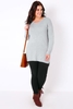 Grey Marl Knitted Longline Jumper With Ribbing Detail