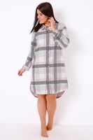 Grey,  Pink & White Checked Longline Nightshirt