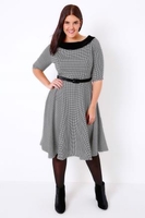 HELL BUNNY Black & White Mono Jackson Dress