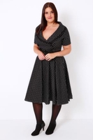 HELL BUNNY Black & White Mono Spotted Dress