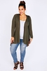 Khaki Edge To Edge Waterfall Cardigan