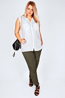 Khaki Harem Trousers With Side Pockets