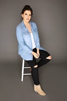Light Blue Denim Long Sleeved Shirt With Pockets