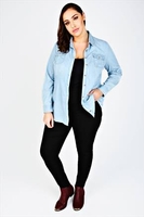 Light Blue Denim Shirt With Shell Buttons