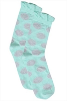 Mint & Silver Metallic Thread Large Spot Sock