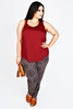 Navy & Burgundy Tile Print Harem With Elasticated Waistband