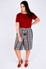 Navy & Dark Red Mosaic Print Cropped Culottes