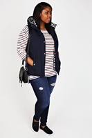 Navy Quilted Gilet With Striped Lining With Hood