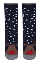 Navy Rudolph Non Slip Socks