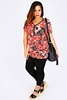 Orange & Black Jungle Print Top With Zip Detail