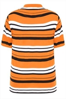 Orange,  White & Black Stripped Short Sleeve Polo Shirt