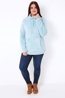 Pale Blue Fluffy High Neck Fleece