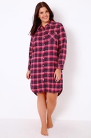 Pink & Navy Brushed Check Nightshirt With Metallic Thread