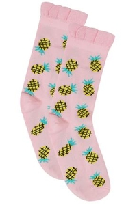 Pink Pineapple Print Wide Fit Socks