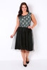 PRASLIN Black Sequin Embellished Dress With Mesh Skirt